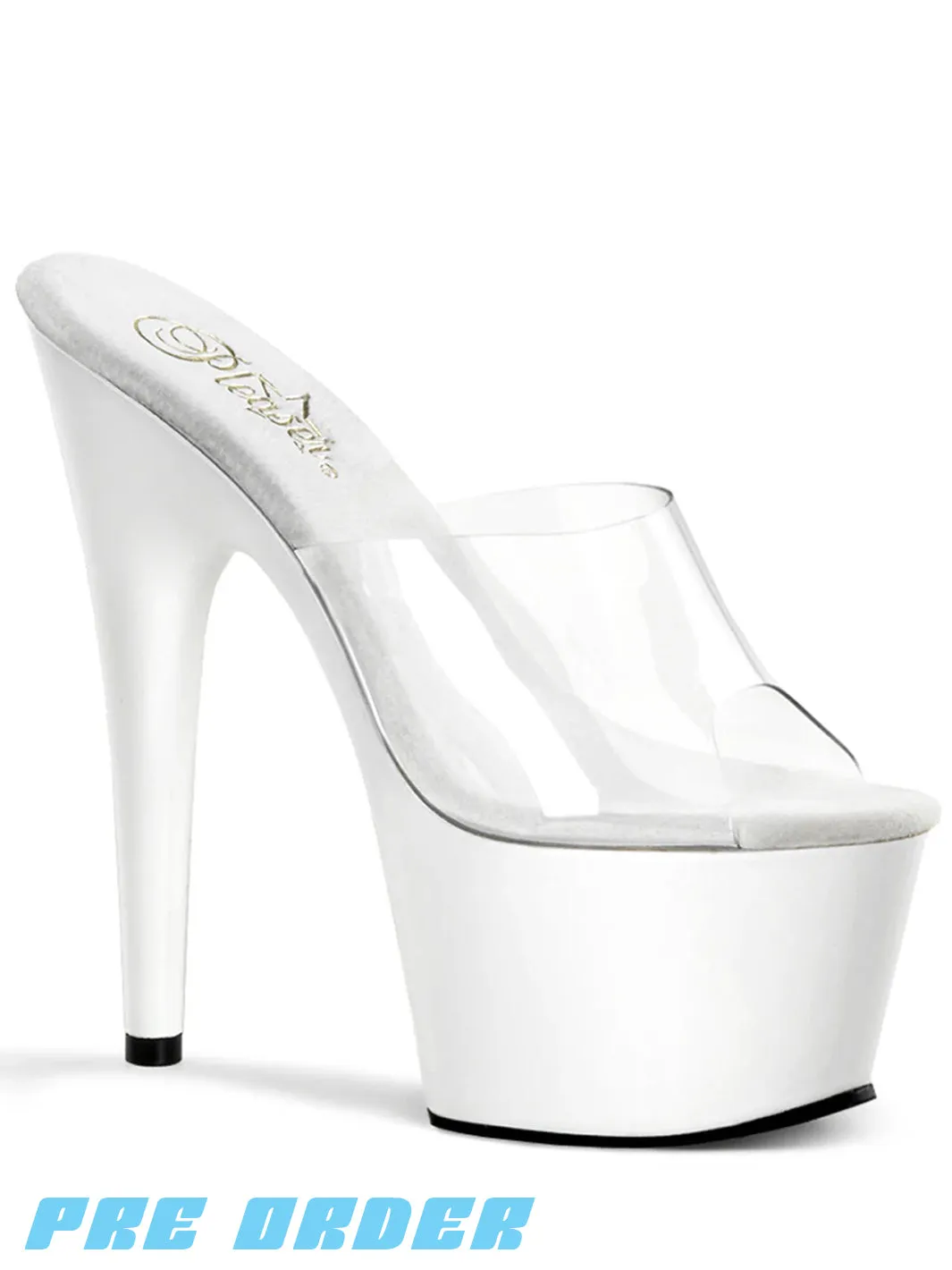 ADORE-701 HEELS - CLEAR / WHITE ✰ PRE ORDER ✰