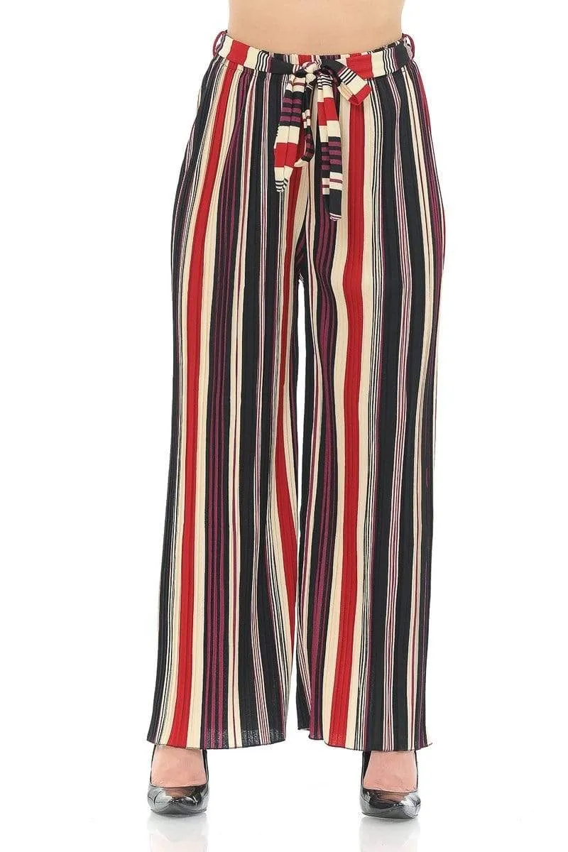 Auliné Collection Womens Accordion Pleated High Waisted Wide Leg Palazzo Pants