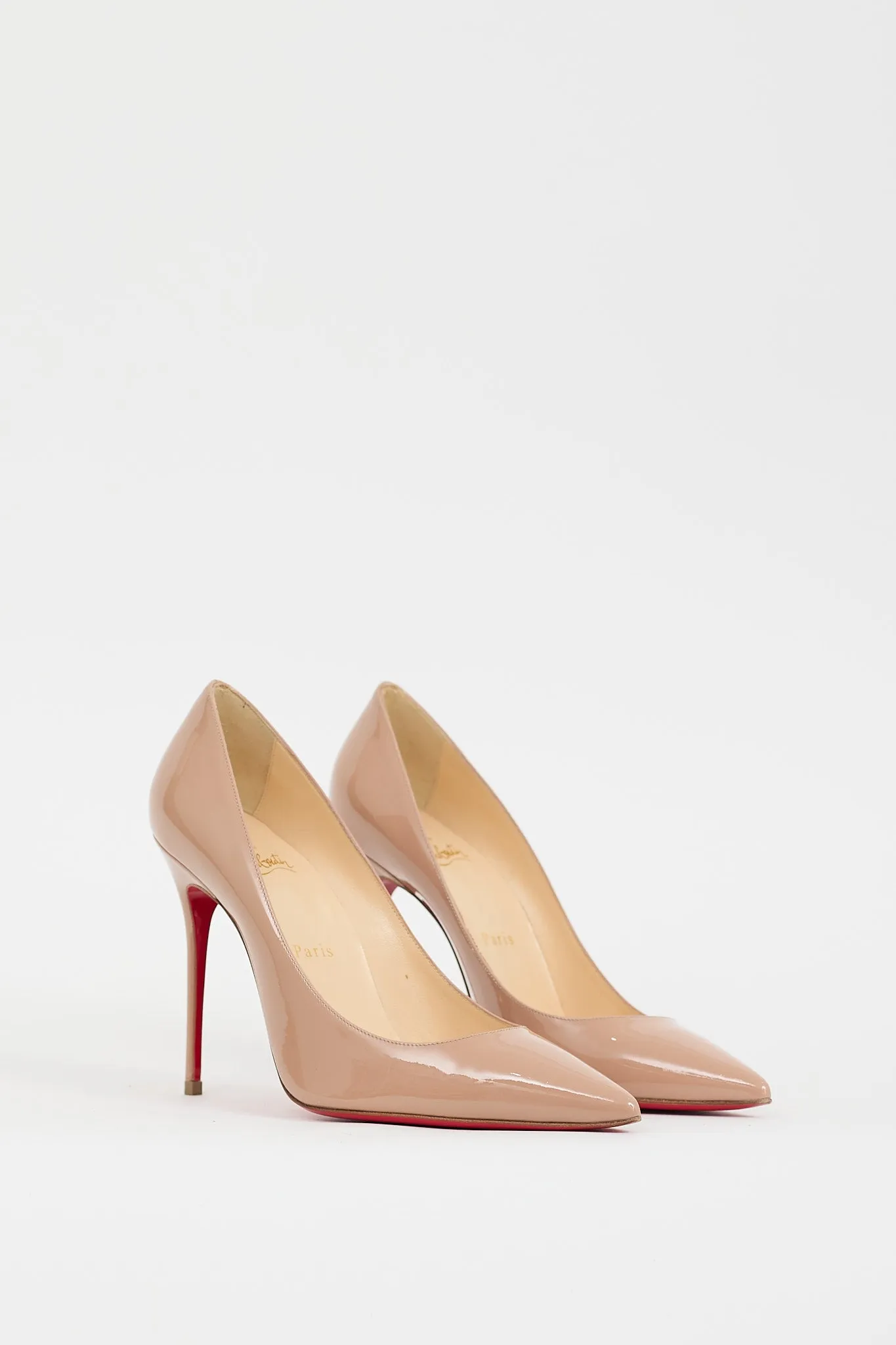 Beige Patent Decollete 100 Heel