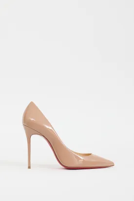 Beige Patent Decollete 100 Heel