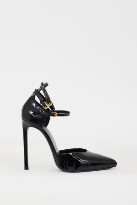 Black Patent Paris Triple Strap Heel