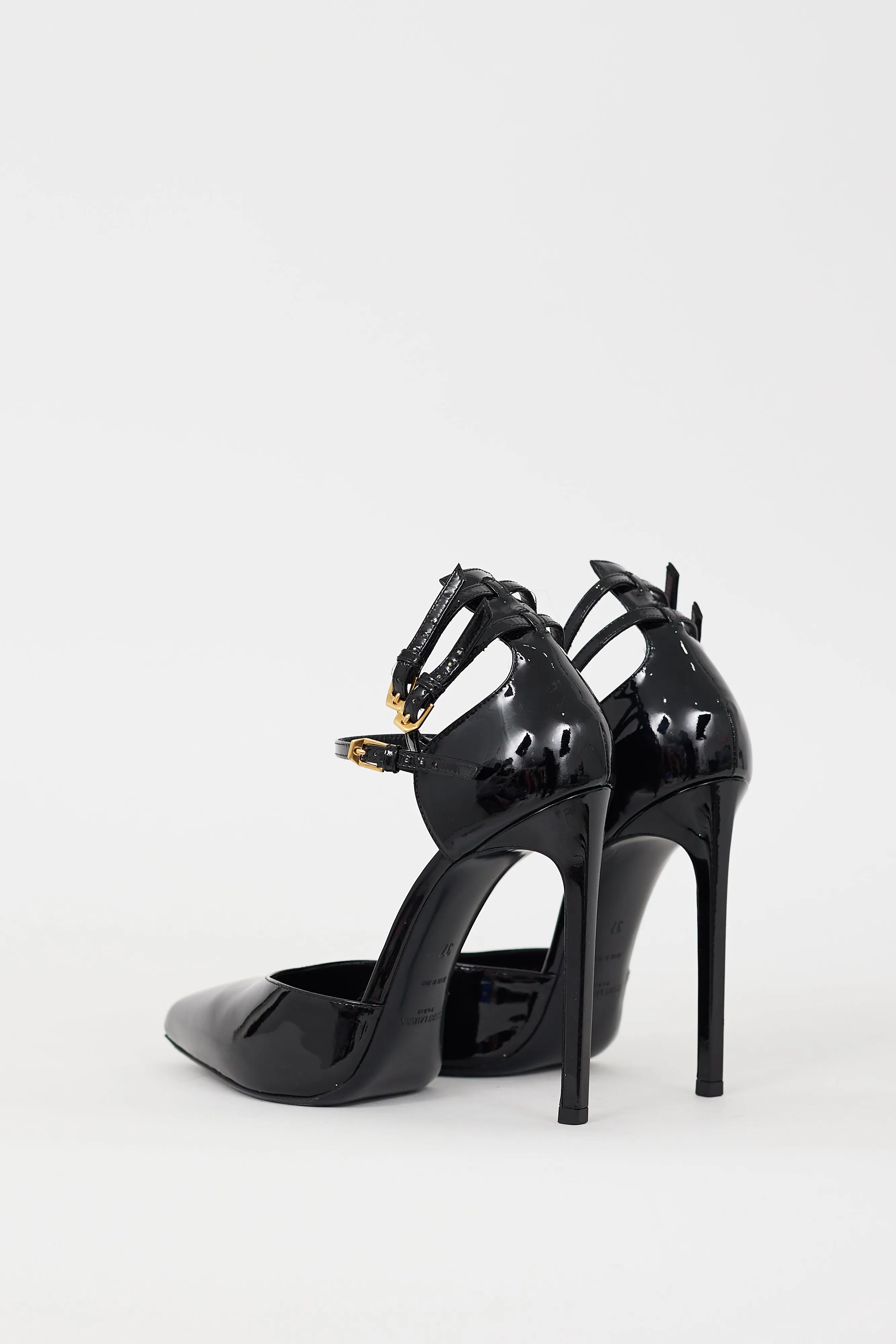 Black Patent Paris Triple Strap Heel