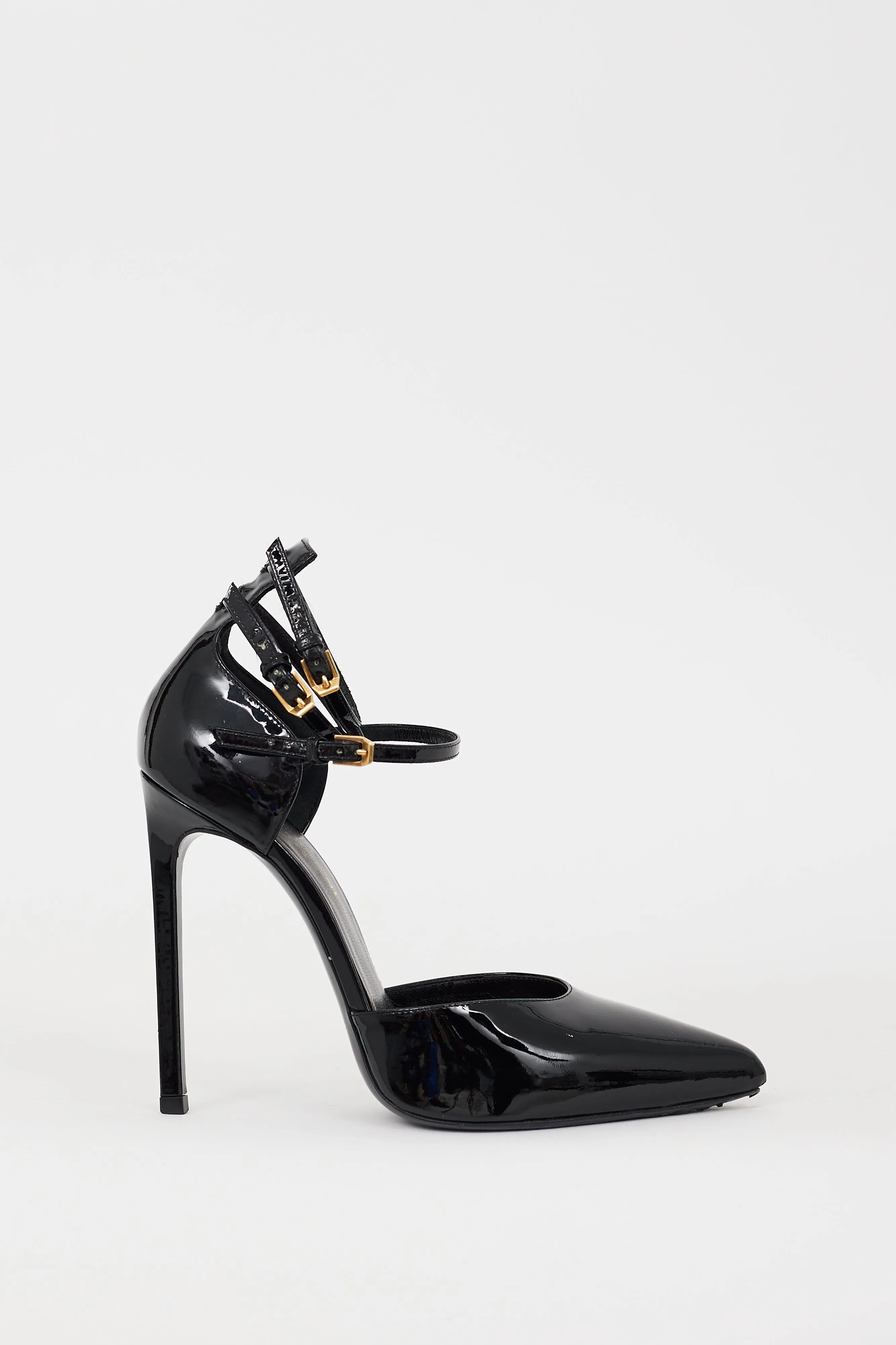 Black Patent Paris Triple Strap Heel