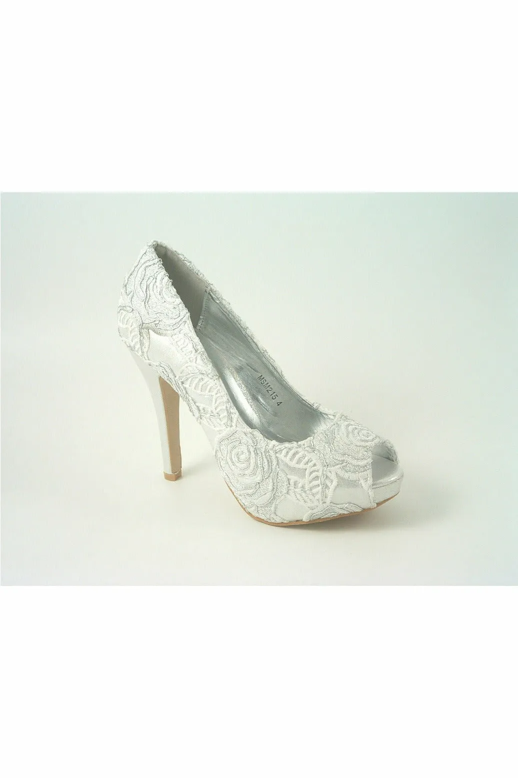 Glitz Shoes Sabatine Coco Peep Toe Shoe White Silver