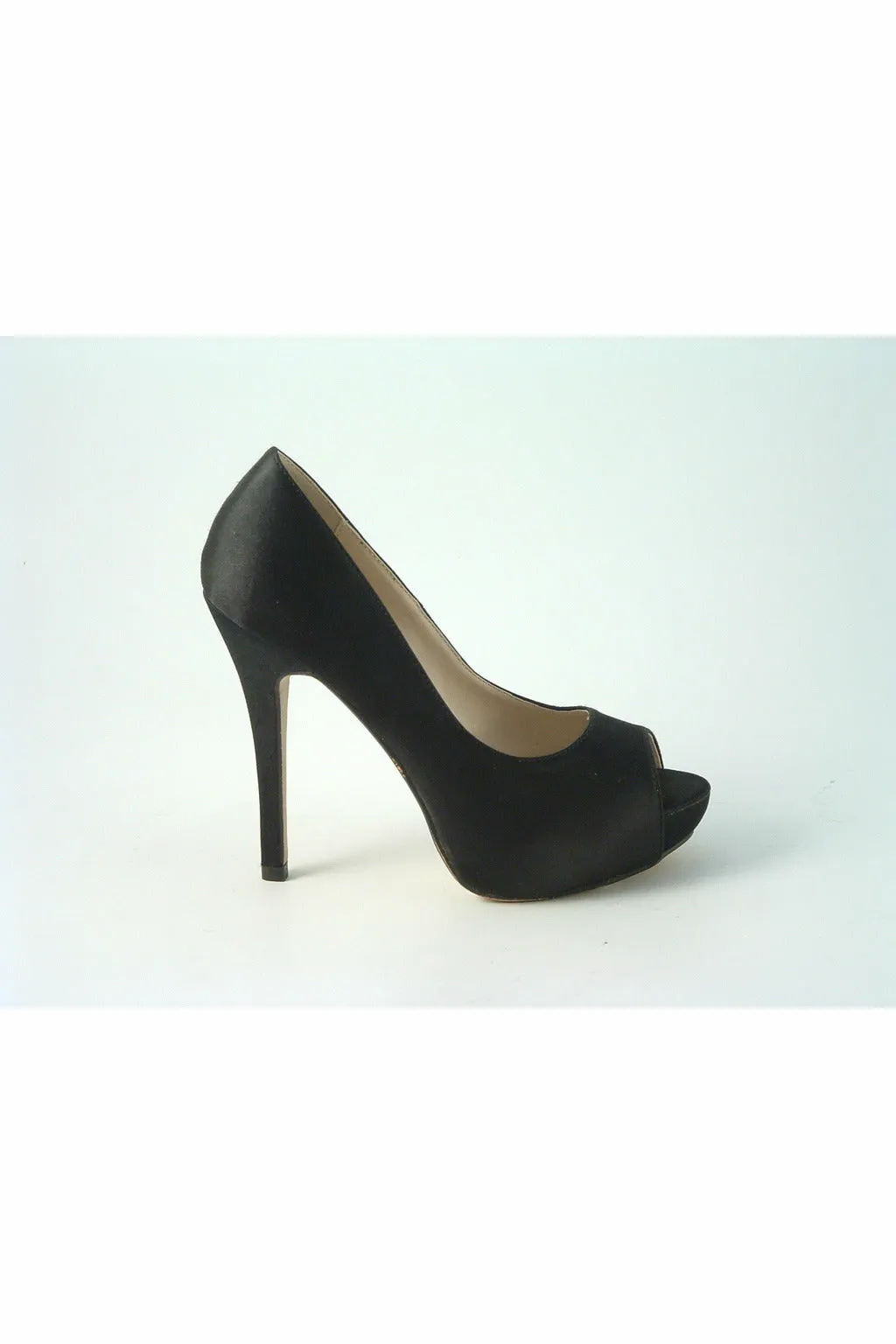 Glitz Shoes Sabatine Satin Platform Heels With Peep Toe