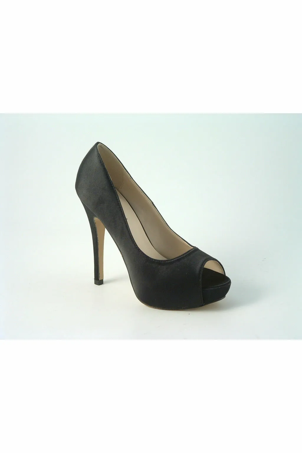 Glitz Shoes Sabatine Satin Platform Heels With Peep Toe