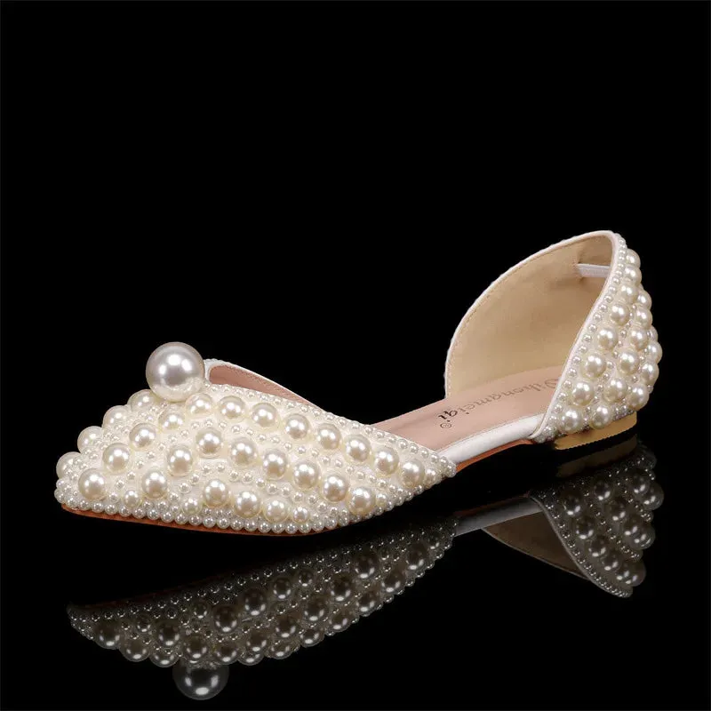 Wjczt luxury Women Sandals Fashion High Quality Wedding Shoes Women New Pearls Studs Luxury Peep Toe High Heels Buckle Woman Sandal 43