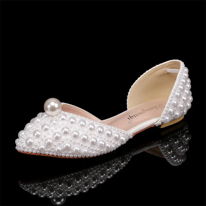 Wjczt luxury Women Sandals Fashion High Quality Wedding Shoes Women New Pearls Studs Luxury Peep Toe High Heels Buckle Woman Sandal 43